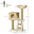 Natural-Finish Cat Tower with Den, Bed and Ladder – 100cm