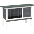 Wooden Rabbit Hutch Elevated Outdoor Bunny House – Grey, white