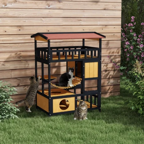 Four-Level Outdoor Cat House with Bridge &ndash; Yellow, 116cm &ndash; detail 2