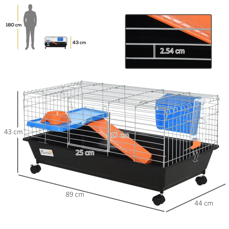Small-Pet Habitat with Wheels 89x44x43cm – Black