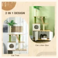 Cat Litter Cabinet with Climbing Tree and Scratching Posts – Oak and Cream