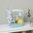 3-Level Hamster Cage with Wheel and Tunnel – Blue