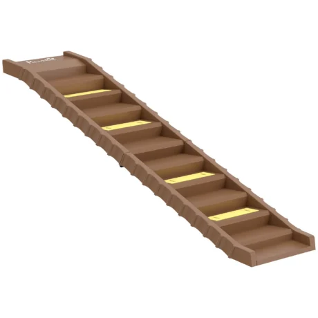 Folding Dog Access Ramp with Grip Strips &ndash; Brown, 154cm