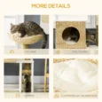 Natural-Finish Cat Tower with Den, Bed and Ladder – 100cm