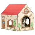 Cardboard Cat Hideaway with Scratching Surface