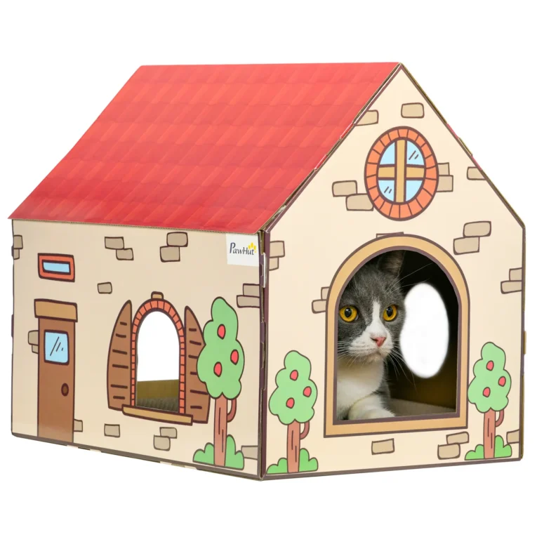 Cardboard Cat Hideaway with Scratching Surface