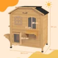 Two-Storey Wooden Cat House with Opening Roof – Natural