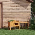 Wooden Rabbit Hutch with Outdoor Run – Yellow