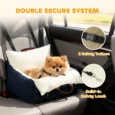 Padded Dog Car Seat with Adjustable Straps – Navy, 53cm