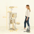 Cat Climbing Tower with Dens and Hammock – Beige, 160cm