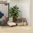 High-Sided Steel Cat Litter Tray with Step – Charcoal, 52cm