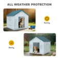 Plastic Dog Kennel – Blue and White, 65cm