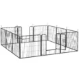 12-Panel Steel Dog Playpen with Two Doors – Grey, 80cm High