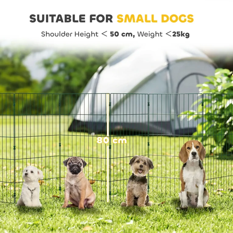 8-Panel Pet Playpen Medium Dogs Indoor Outdoor 80cm – Green 8-Panel Pet Playpen Medium Dogs Indoor Outdoor 80cm – Green