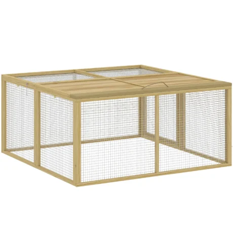 Folding Wooden Rabbit Exercise Pen – Natural, 120cm