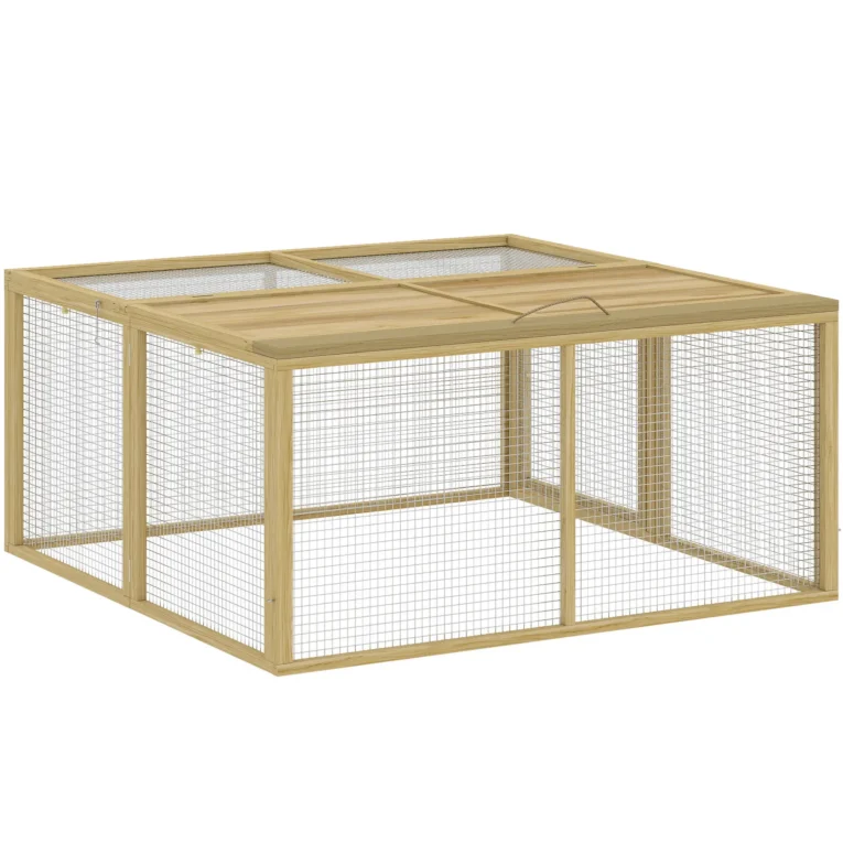 Folding Wooden Rabbit Exercise Pen – Natural, 120cm