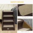 Folding Four-Step Pet Stairs – Dark Brown, 49.5cm