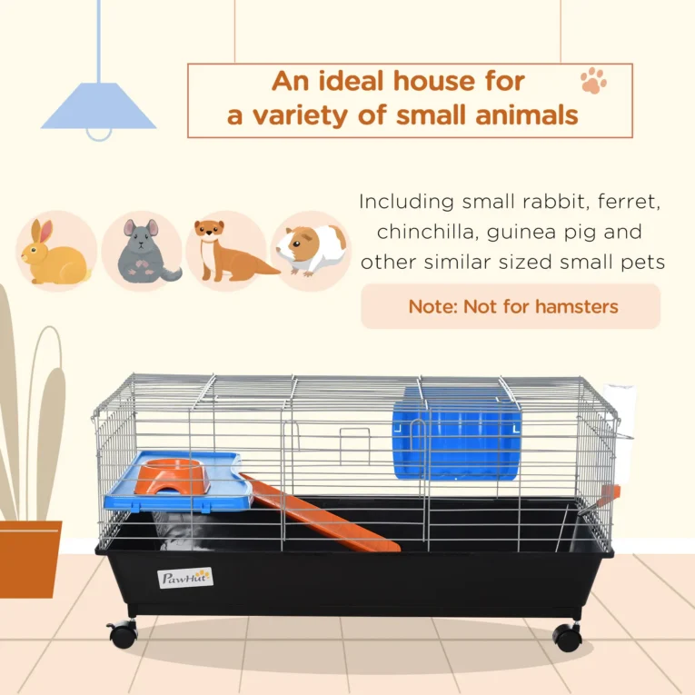 Small-Pet Habitat with Wheels 89x44x43cm – Black