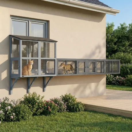 Modular Outdoor Cat Tunnel with Eight Doors – Dark Grey, 250cm