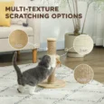 Multi-Texture Cat Scratching Post with Hanging Toys – Brown, 47cm