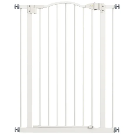 Tall Auto-Closing Dog Gate – White, 74–80cm