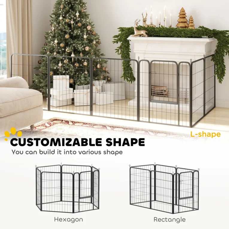 Heavy Duty Dog Playpen 80cm High for Indoor Outdoor – Black