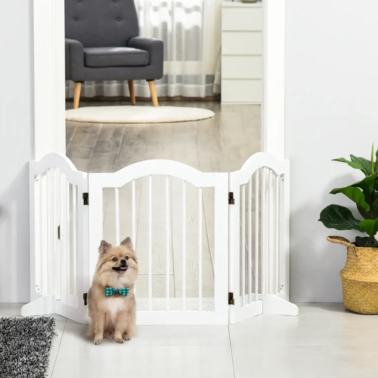 Three-Panel Freestanding Dog Gate – White