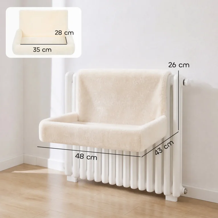 Cat Radiator Hammock Foldable Metal Frame – Cream White