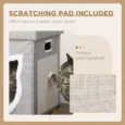2-in-1 Cat Bed Ottoman with Cushion and Scratching Pad – Cream white and grey