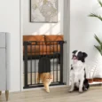 Dog Gate with Cat Flap 75-82 cm Auto Close – Black
