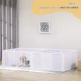 Two-Room Wooden Puppy Pen with Removable Doors – White