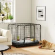 Large Steel Dog Crate with Wheels and Removable Tray – Black, 116cm