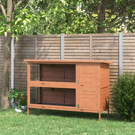 Two-Tier Wooden Rabbit Resting Hutch – Orange