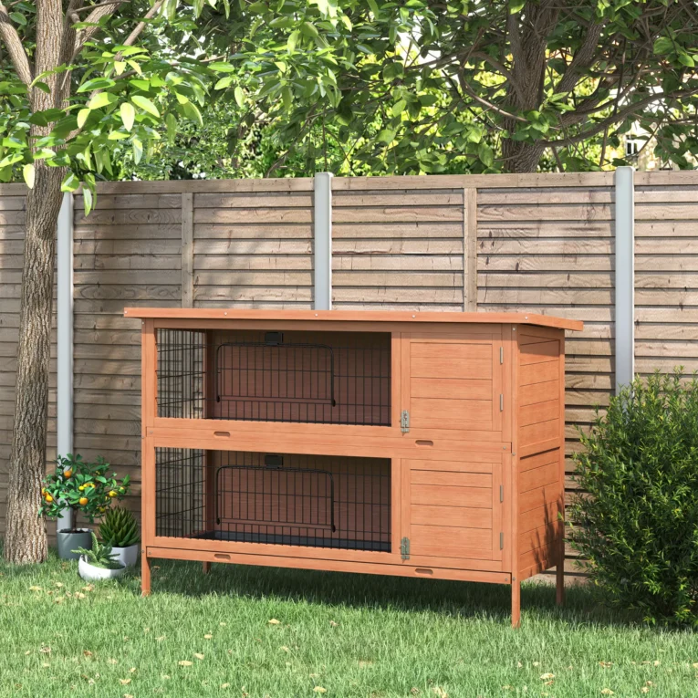 Two-Tier Wooden Rabbit Resting Hutch – Orange