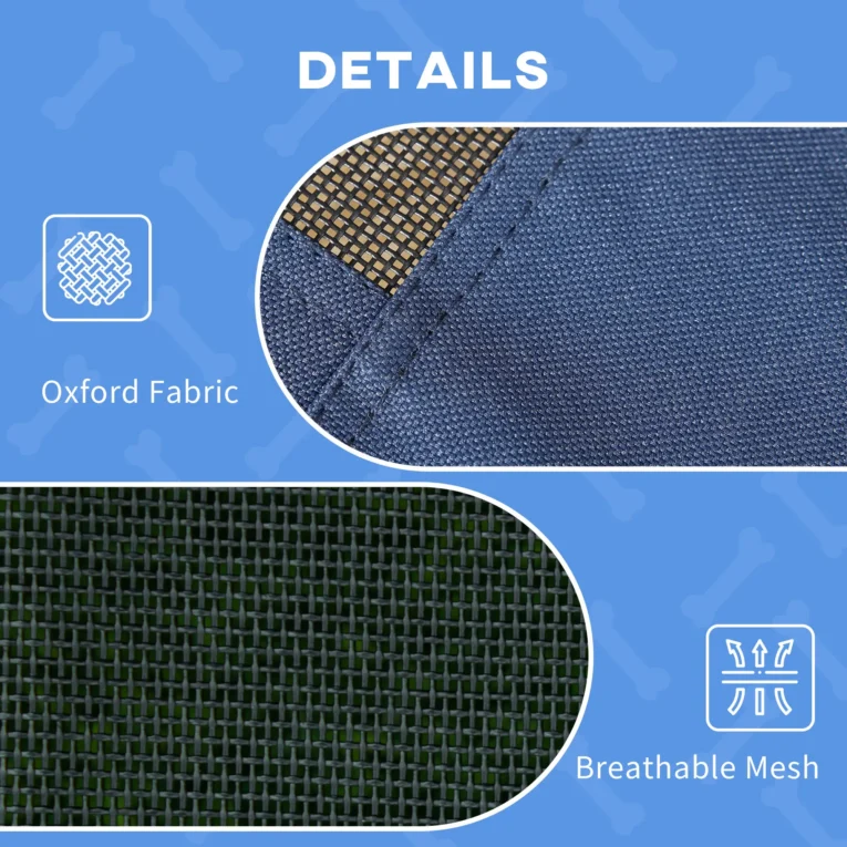 Raised Dog Bed with Canopy – Dark Blue, 76 × 61cm Raised Dog Bed with Canopy – Dark Blue, 76 × 61cm