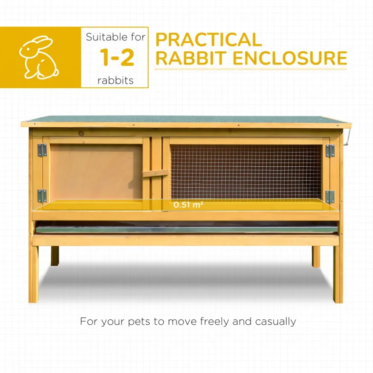 Outdoor Rabbit Hutch 115x44cm Openable Roof – Yellow and Green Outdoor Rabbit Hutch 115x44cm Openable Roof – Yellow and Green