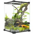 12L Glass Terrarium with Front Door – Black, 30cm