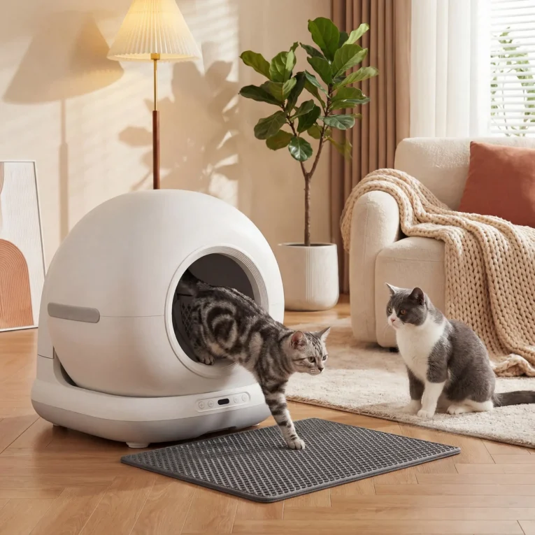 Automatic Cat Litter Box APP Control 72L – White, Grey Automatic Cat Litter Box APP Control 72L – White, Grey