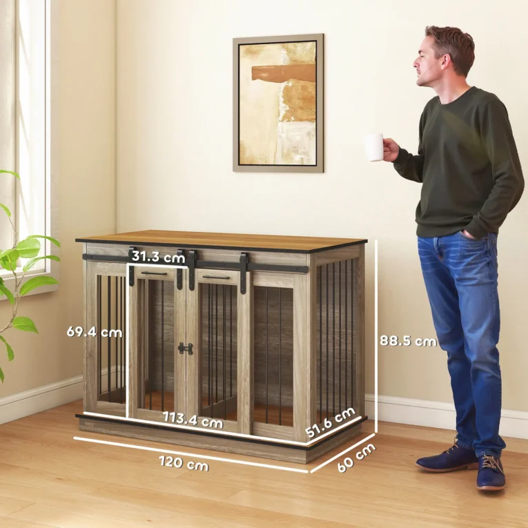 Dog Crate Furniture Large and Small Dogs – Oak tone