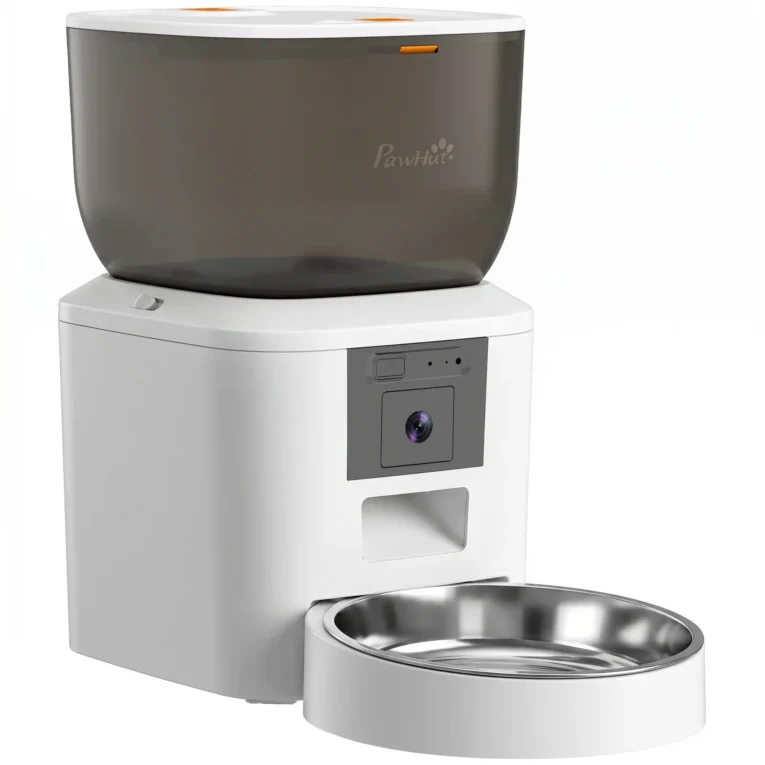 Wi-Fi Pet Feeder with Camera and Two-Way Audio – White, 4L