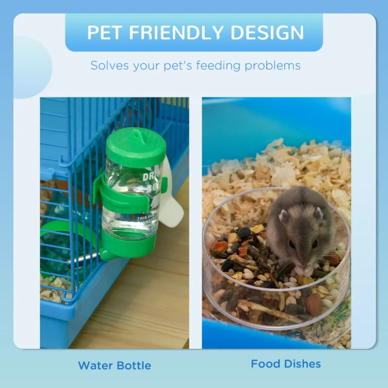 Five-Level Hamster Habitat with Full Tunnel Loop – Blue, 47 × 30 × 59cm