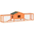 Wooden Rabbit Hutch with Twin Side Runs and Tray – Orange, 309cm