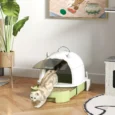 Covered Cat Litter Box with Pull-Out Tray – Green