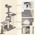 100cm Cat Tree with Three Perches and Sisal Posts – Grey and Beige