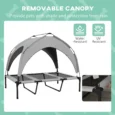 Raised Dog Bed with Canopy – Light Grey, 106 × 76cm