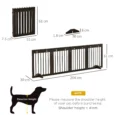 Four-Panel Freestanding Pine Dog Gate with Feet – Brown, 204cm