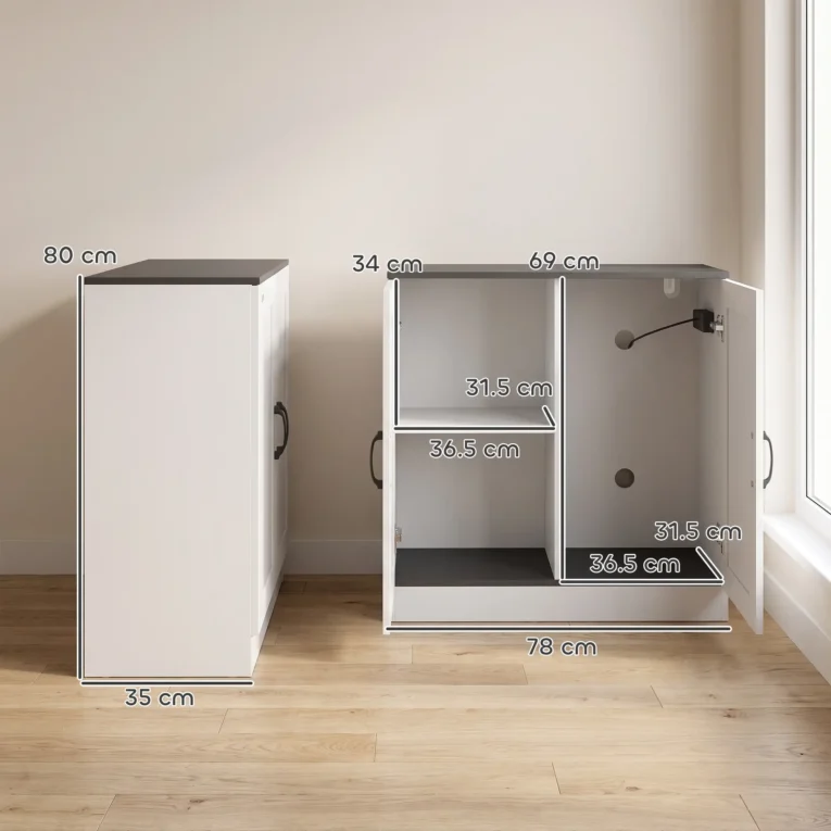 Aquarium Cabinet with Storage and Power Outlets – White, 78cm
