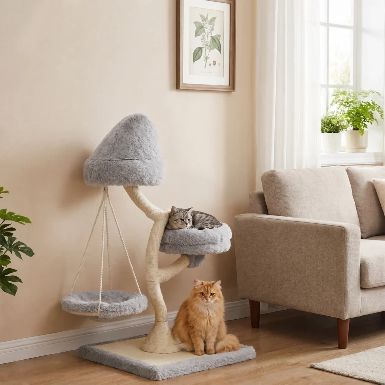Modern Cat Activity Tree Sisal 115cm Machine-Washable – Light Grey