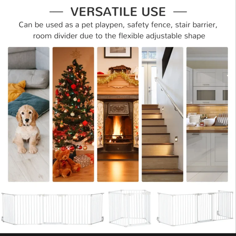 Metal Pet Playpen 5 Panels with Door – White Metal Pet Playpen 5 Panels with Door – White