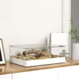 Acrylic Reptile Terrarium Sliding Door 40x30x15cm – Transparent, White